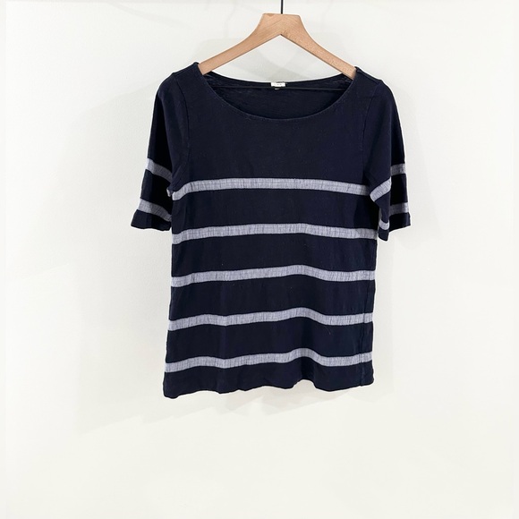J. Crew Chambray Stripe Tee Blue Size Small - Picture 2 of 7